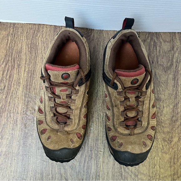 Merrell Chameleon Leather Tan and Brown Hiking Sneakers Size 8 - Picture 4 of 12
